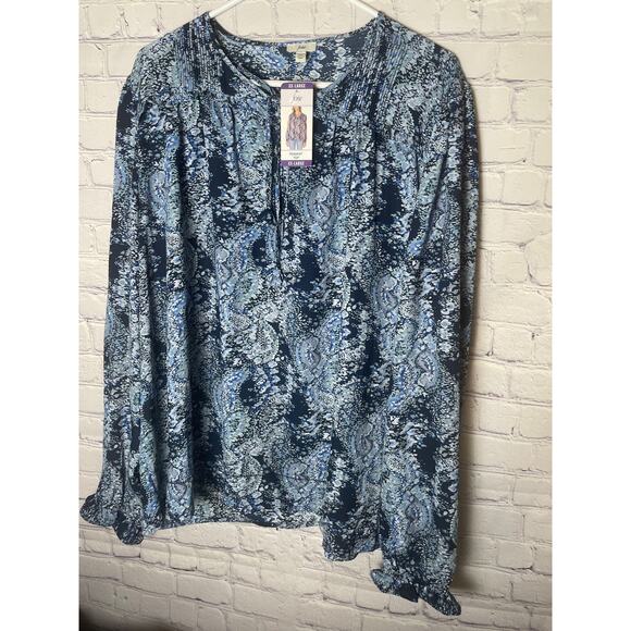 NWT Joie Boho Parisian Pleated Blue Paisley Peasant  Blouse Womens Size XL - Picture 1 of 8